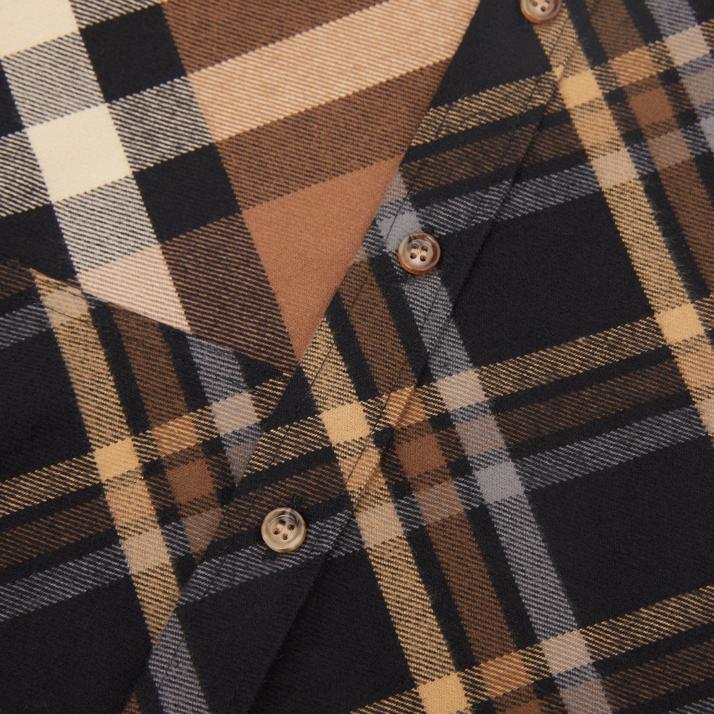 Patchwork Check Cotton Flannel Shirt in Birch Brown | Burberry® Official - 2