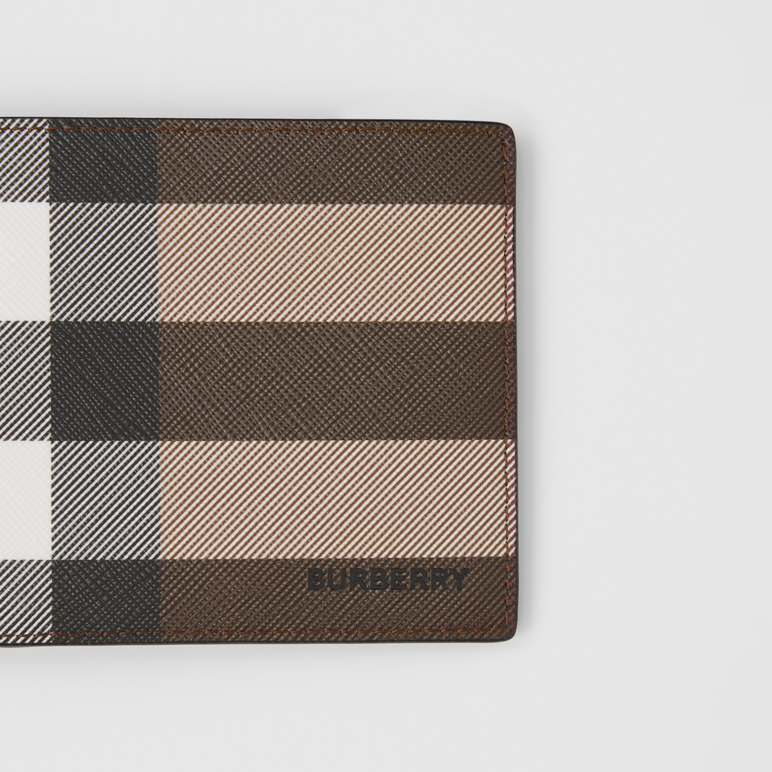 Check and Leather International Bifold Wallet in Dark Birch Brown - Men | Burberry® Official - 3