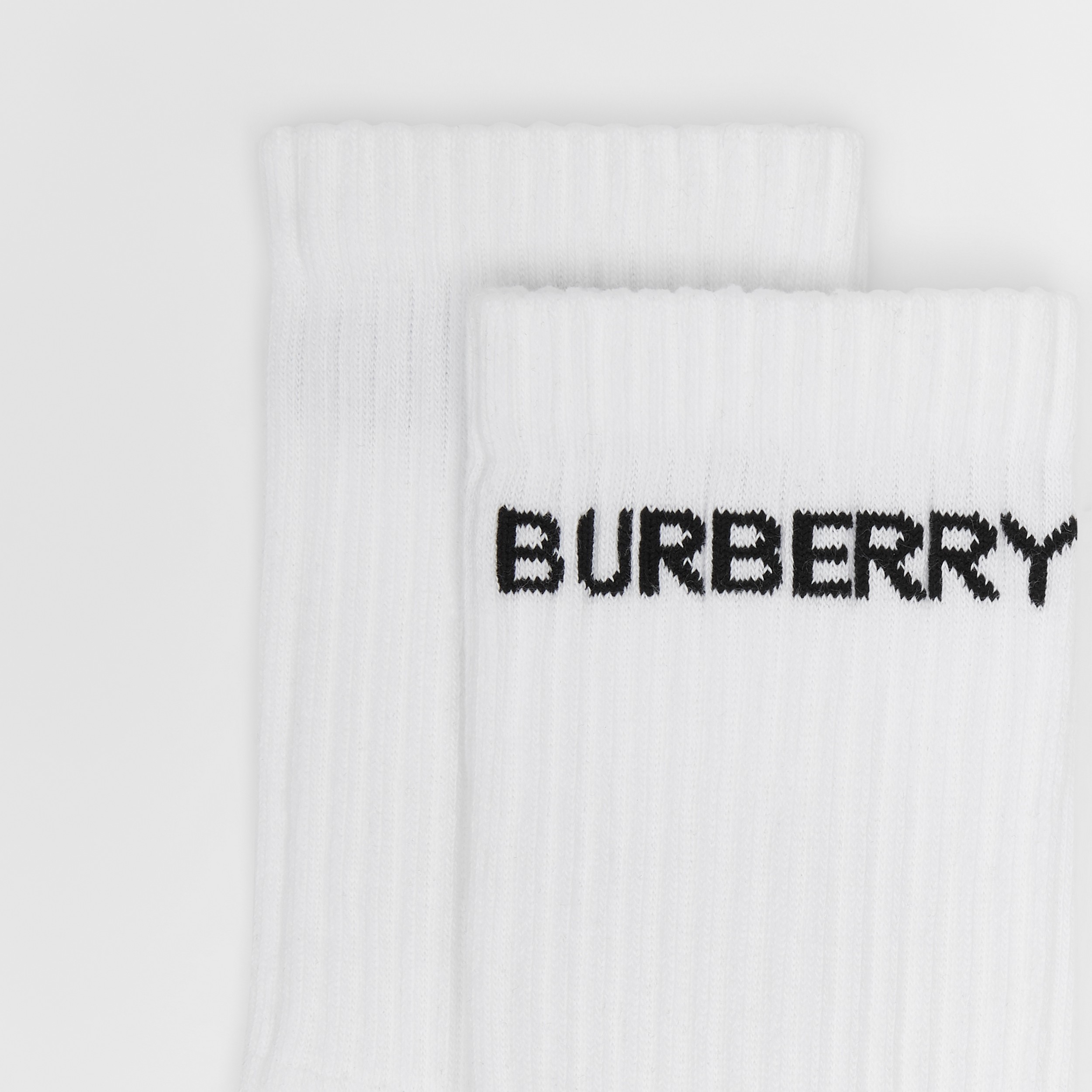 Logo Intarsia Technical Stretch Cotton Socks in White | Burberry® Official - 2