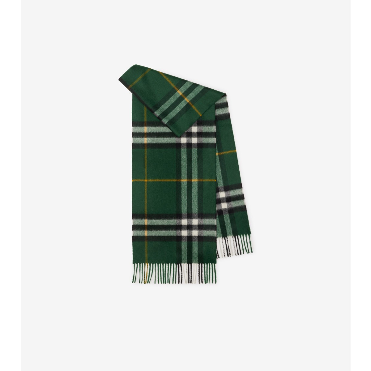 Burberry Check Cashmere Scarf In Dark Fern Green