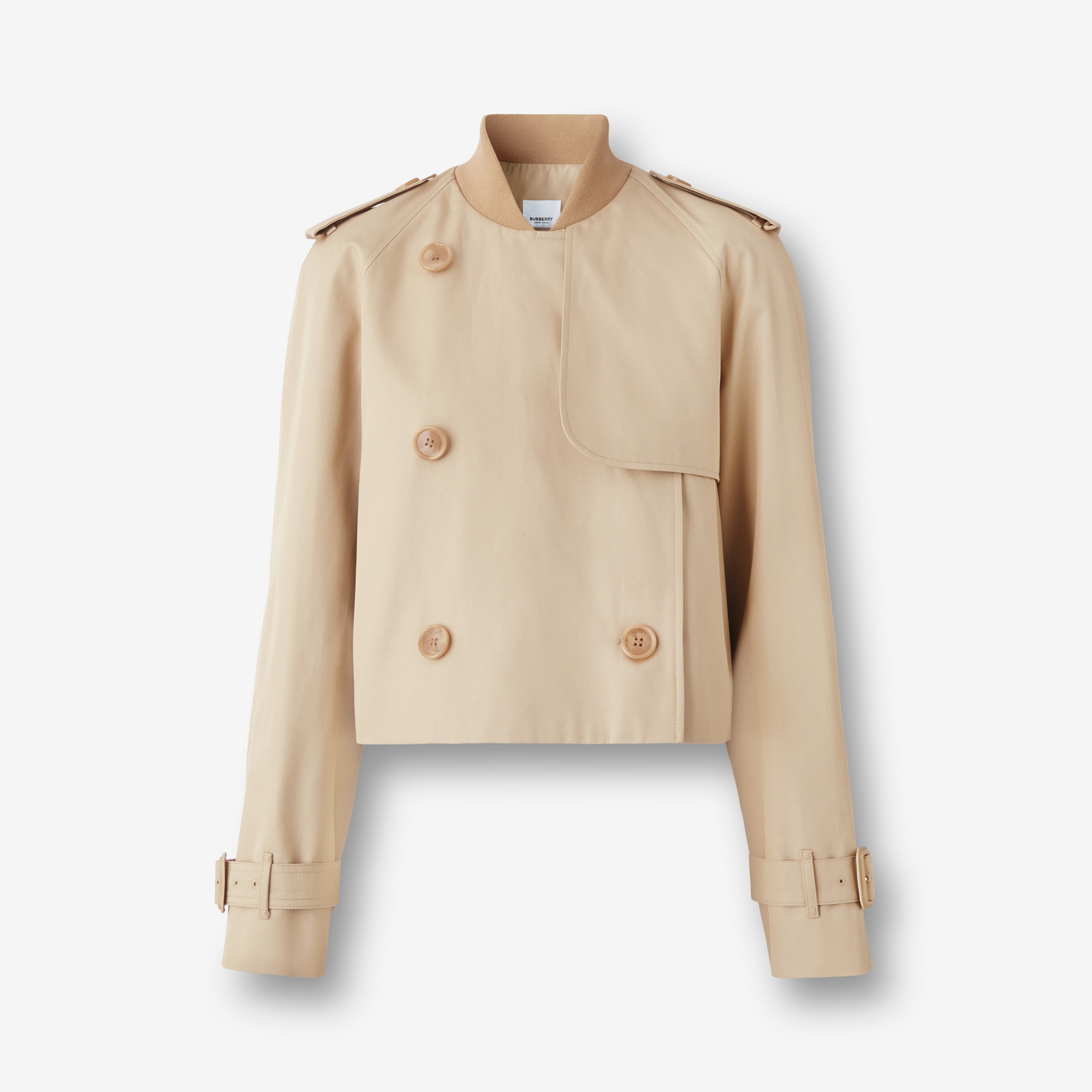 Cotton Gabardine Cropped Trench Coat in Soft Fawn - Women | Burberry® Official - 1