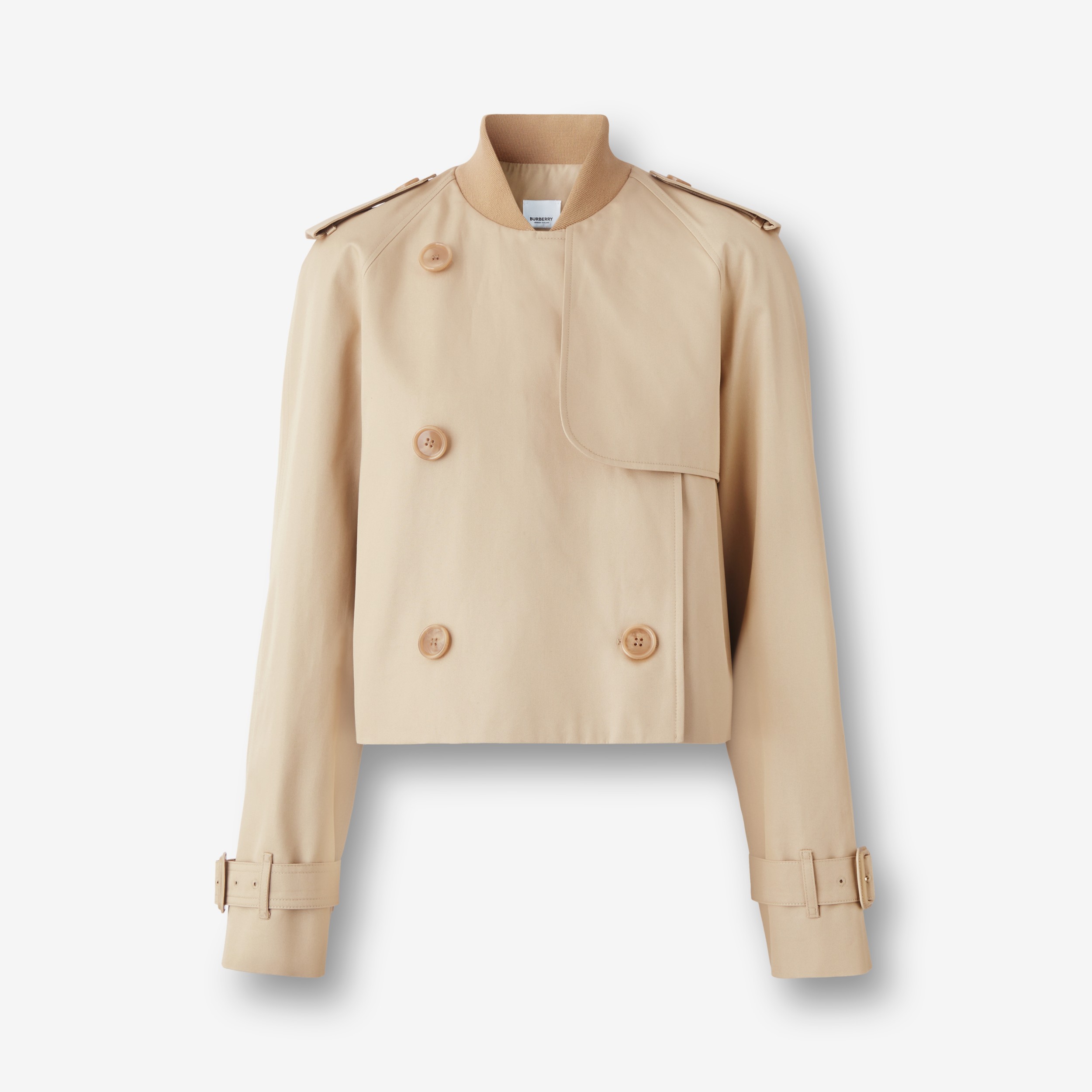 Trench coat cropped de gabardine algodão (Fulvo Suave) - Mulheres | Burberry® oficial