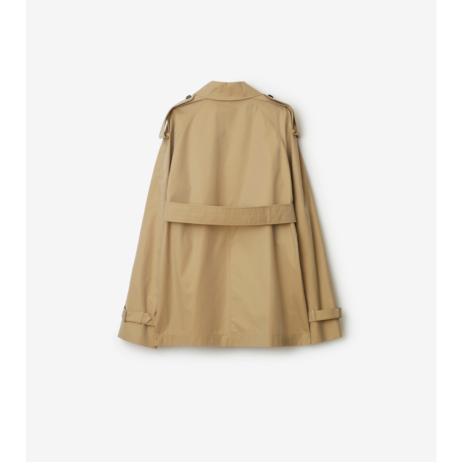 Short Gabardine Trench Coat in Flax - Women, Cotton Gabardine | Burberry® Official