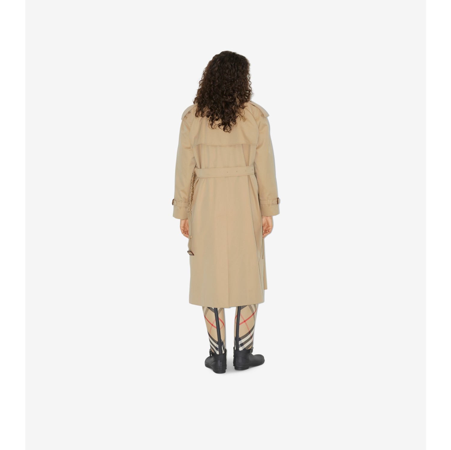 Trench coat largo en gabardina