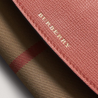 house check and leather continental wallet