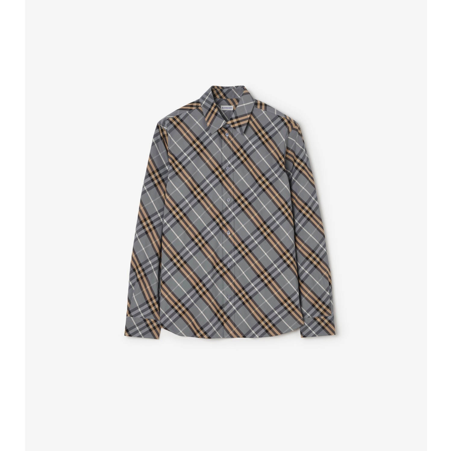 Regular Fit Check Cotton Shirt in Wave blue - Men | Burberry® Official