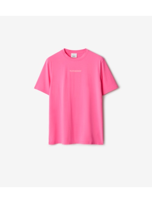 Burberry Stretch Cotton T-shirt In Bubblegum Pink