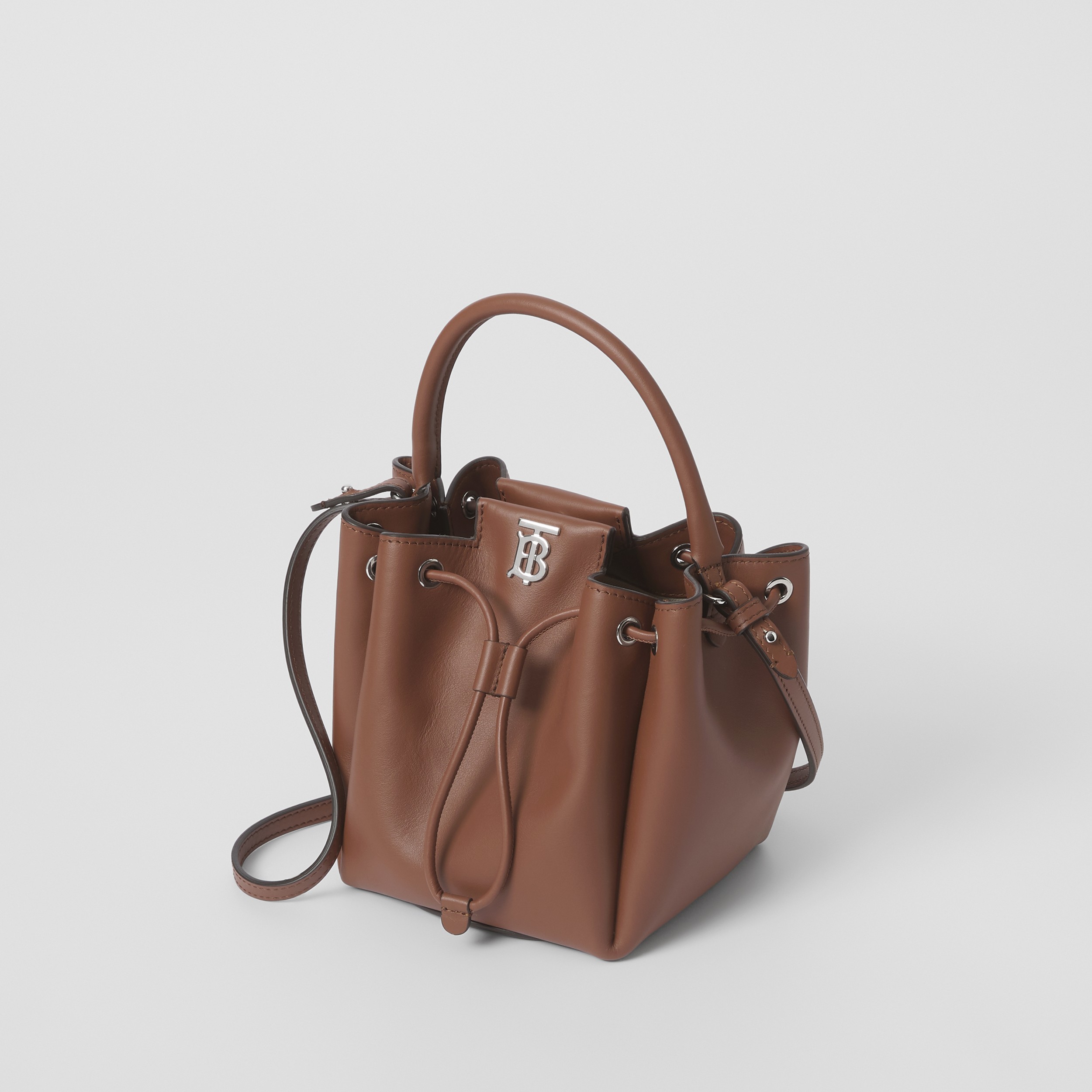 Monogram Motif Leather Bucket Bag in Tan - Women | Burberry® Official - 4