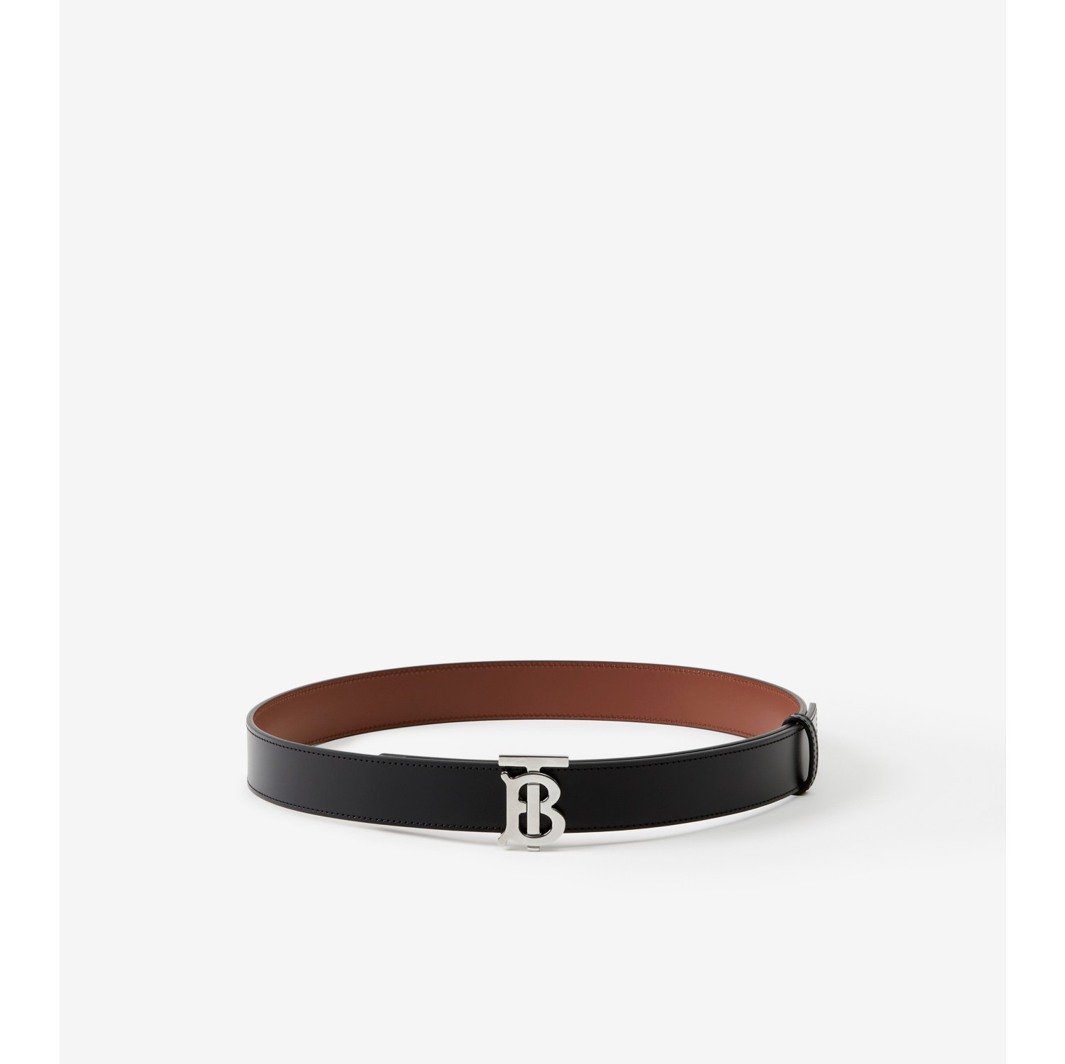 Leather Reversible TB Belt in Black/tan/silver - Women | Burberry® Official