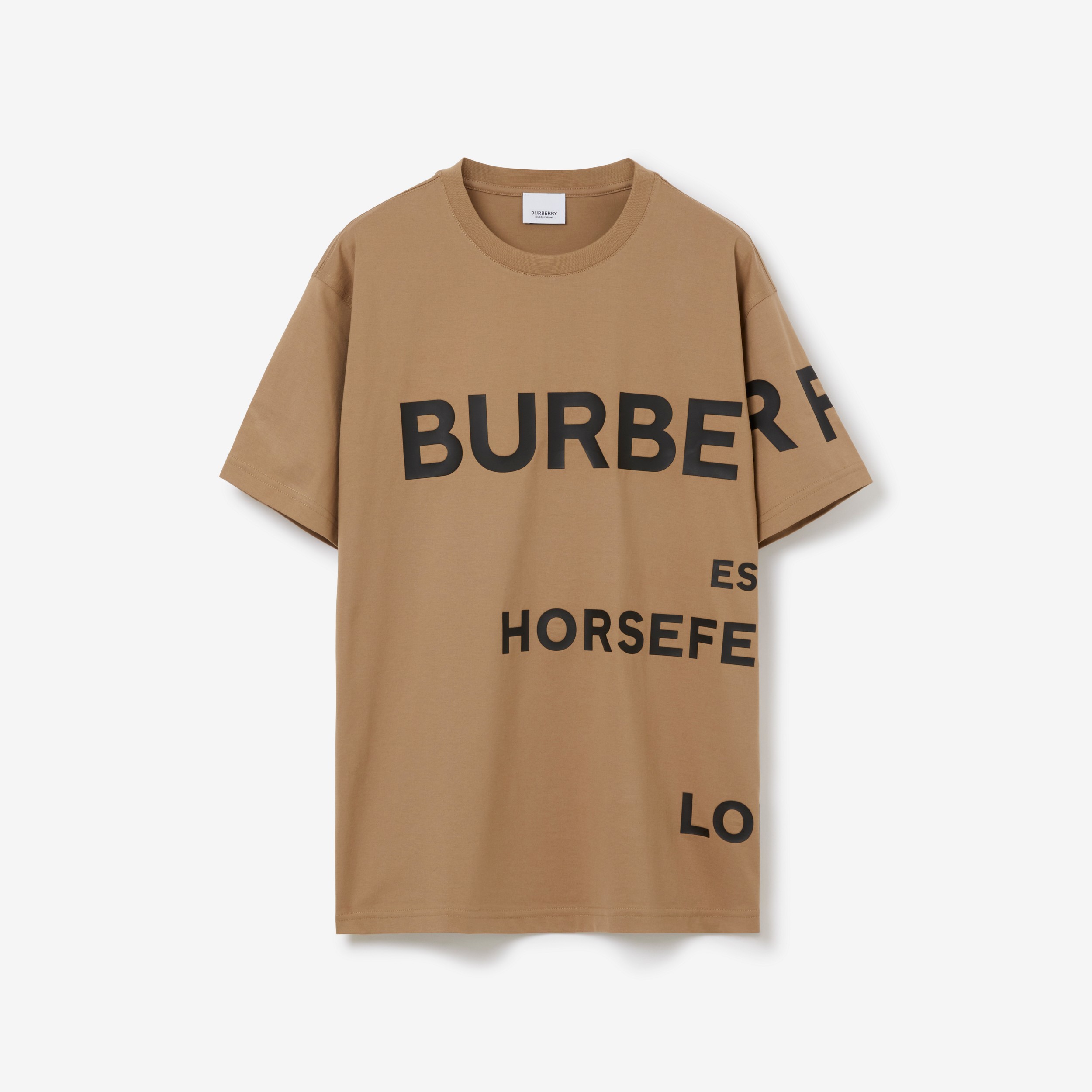 Horseferry Print Cotton Oversized T-shirt in Camel - Women | Burberry® Official - 1
