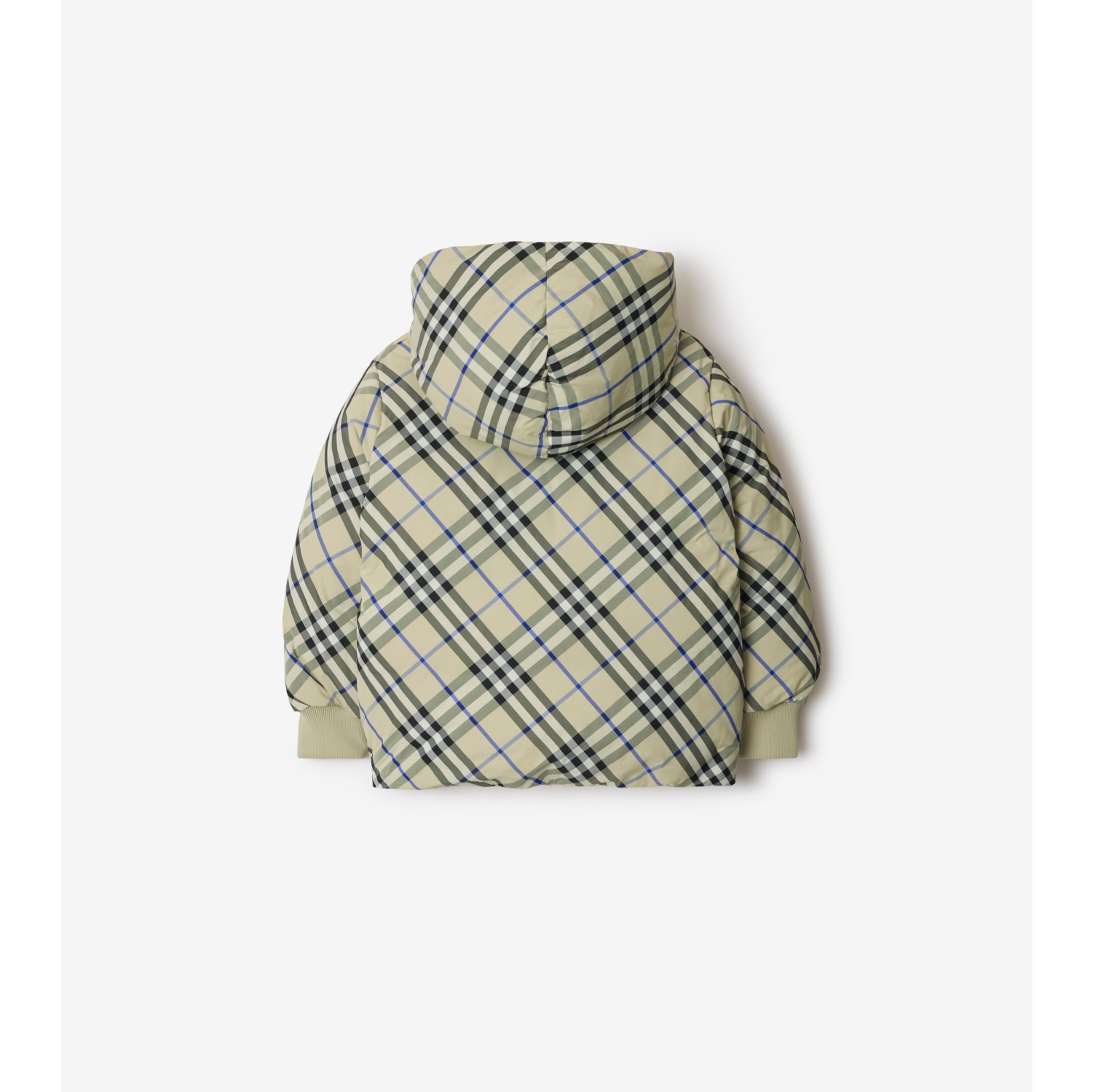 Reversible Check Nylon Puffer Jacket in Lichen Burberry Official