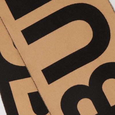 burberry tan wool logo scarf