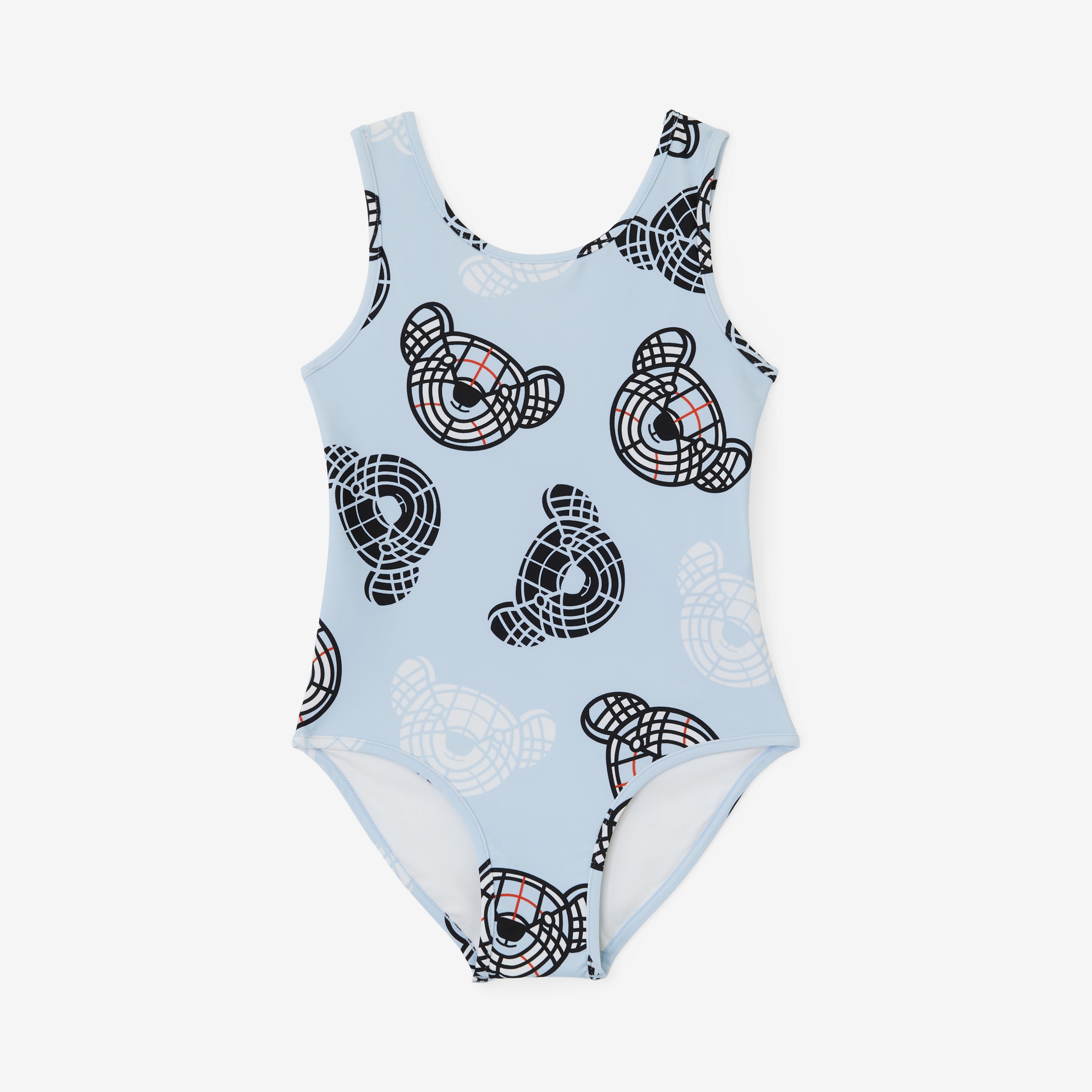 Thomas Bear Print Stretch Nylon Swimsuit in Pale Blue | Burberry® Official - 1