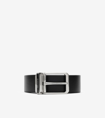 Reversible Leather Enamel Logo Belt Ink blue black ®
