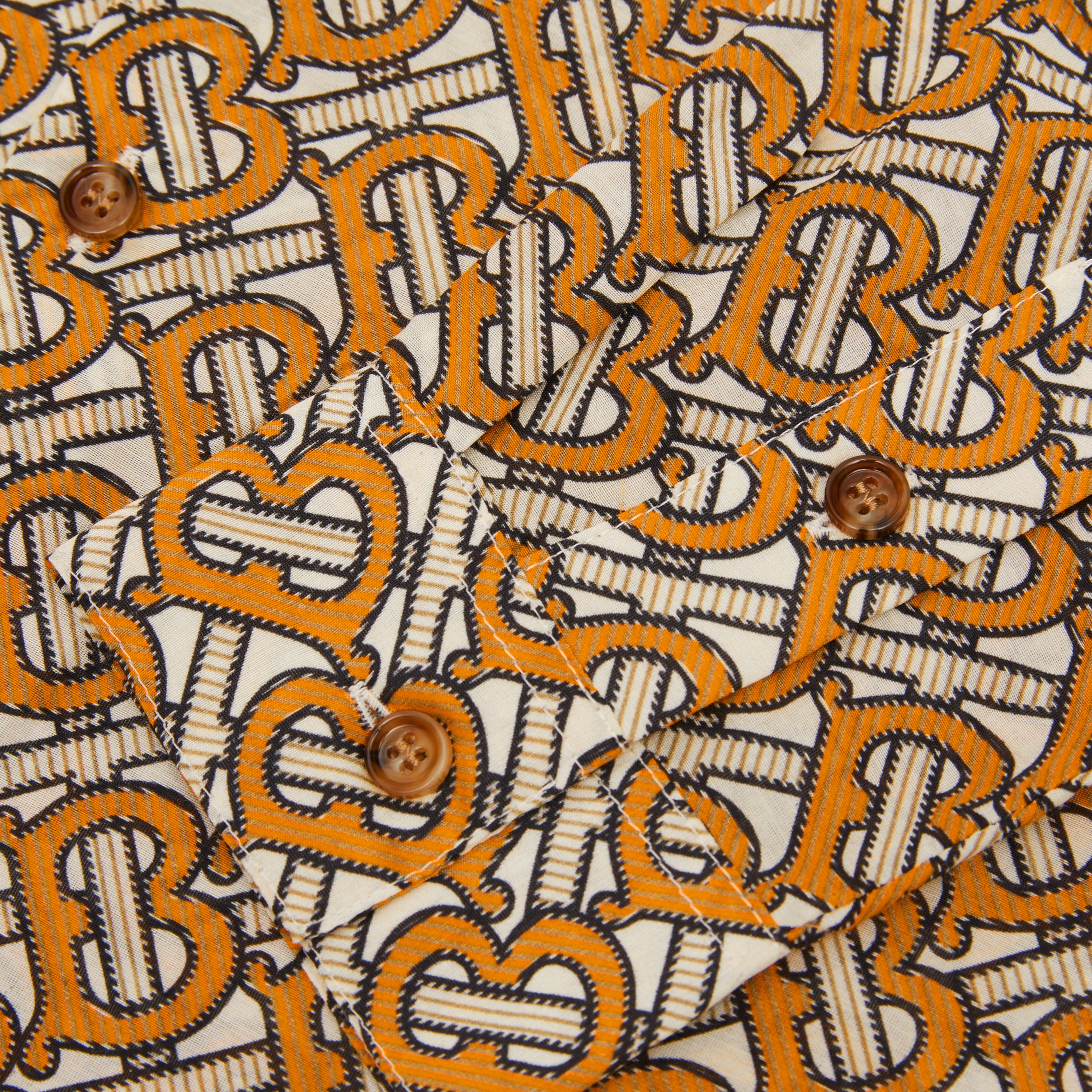 Monogram Print Cotton Silk Shirt in Bright Orange | Burberry® Official - 2