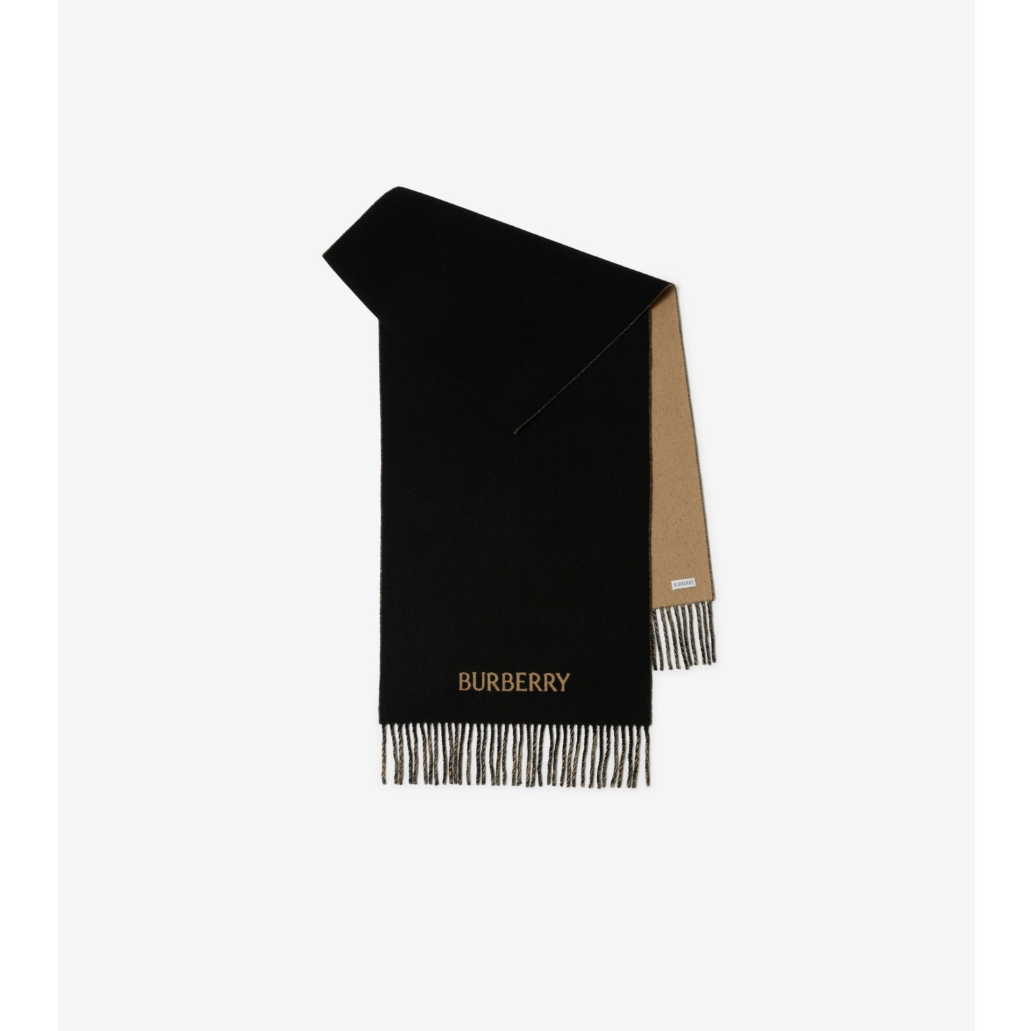 Reversible EKD Cashmere Scarf in Camel/black | Burberry® Official