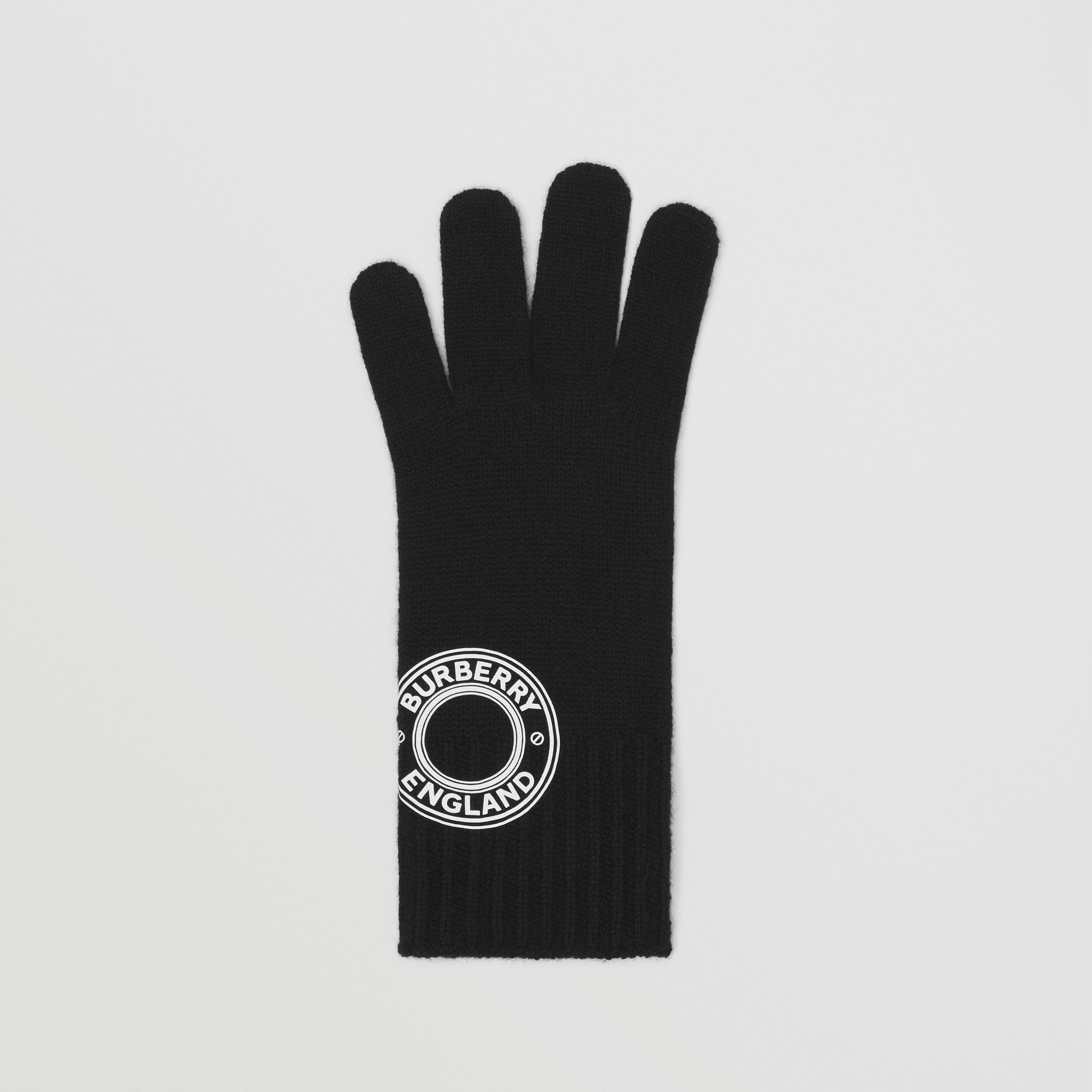 Logo Graphic Cashmere Blend Gloves in Black | Burberry® Official - 3