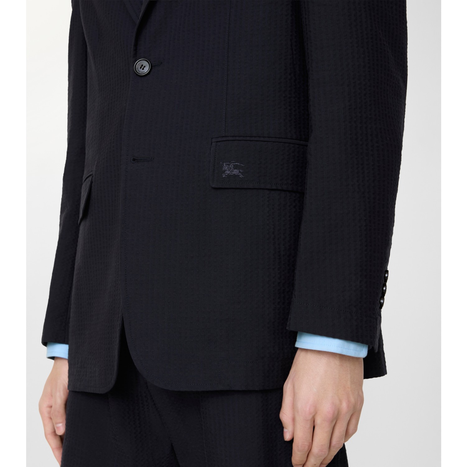 Seersucker Cotton Linen Tailored Jacket in Navy - Men | Burberry® Official