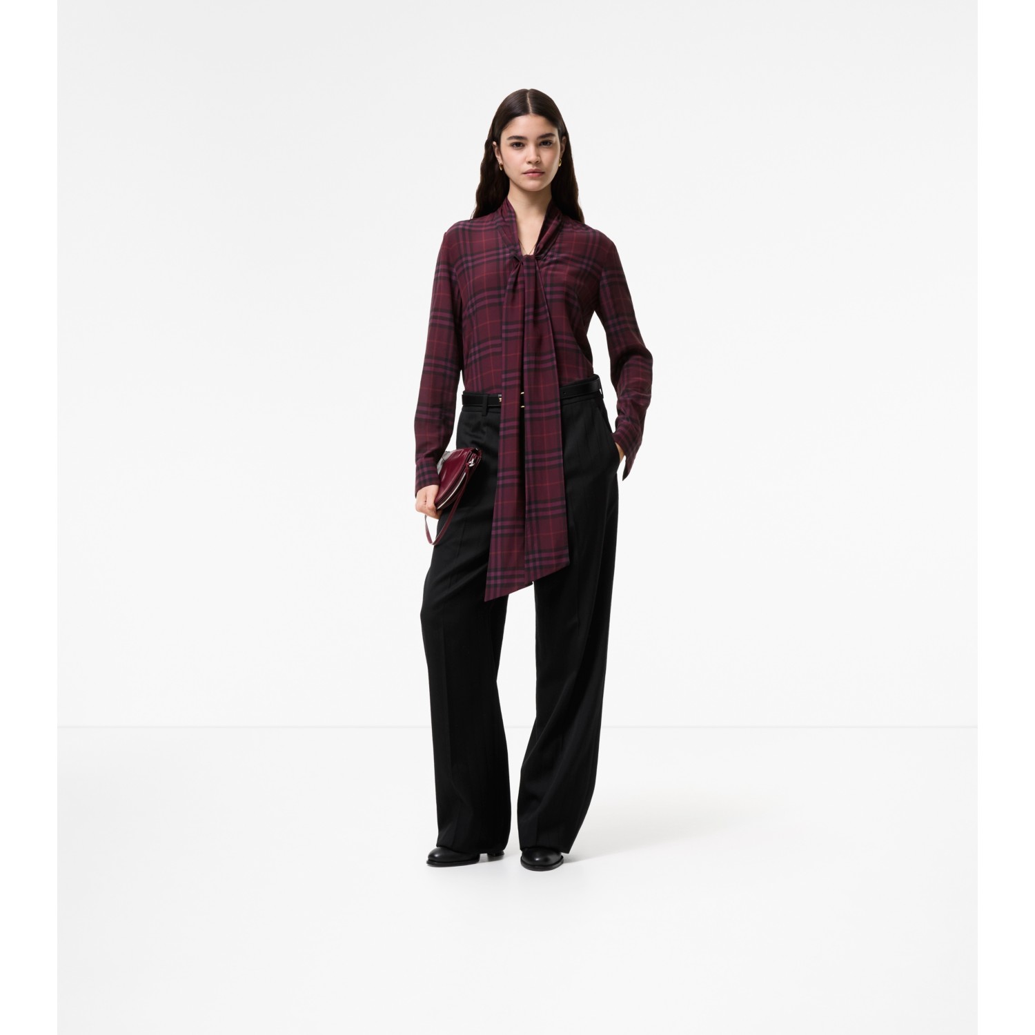 Check Silk Scarf Blouse - thumbnail 2