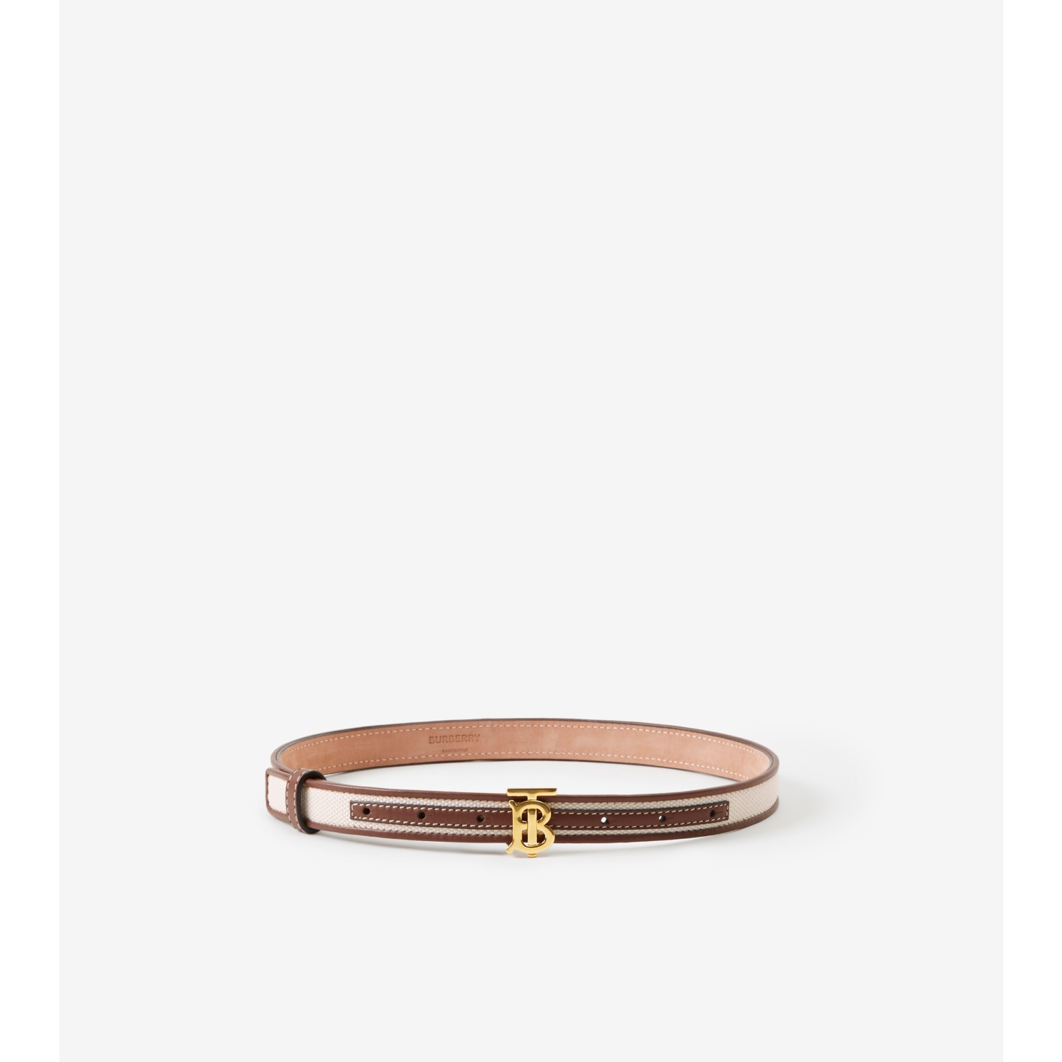 BURBERRY Leather-trimmed checked coated-canvas belt