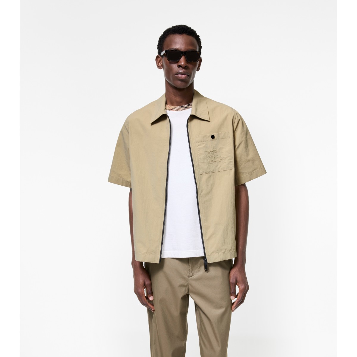  Embroidered Zip Overshirt