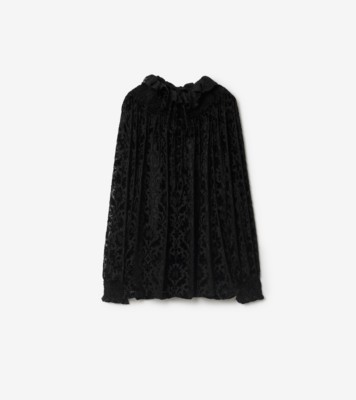 Baroque Silk Blend Velvet Blouse in Black - Women | Burberry® Official