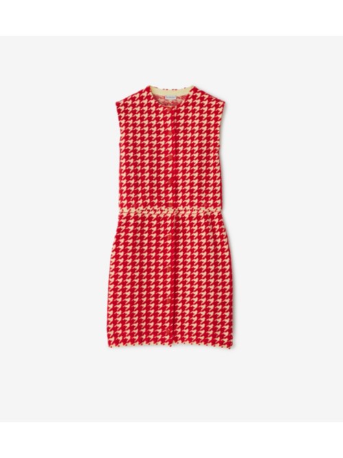 Burberry Houndstooth Nylon Blend Dress In Pink