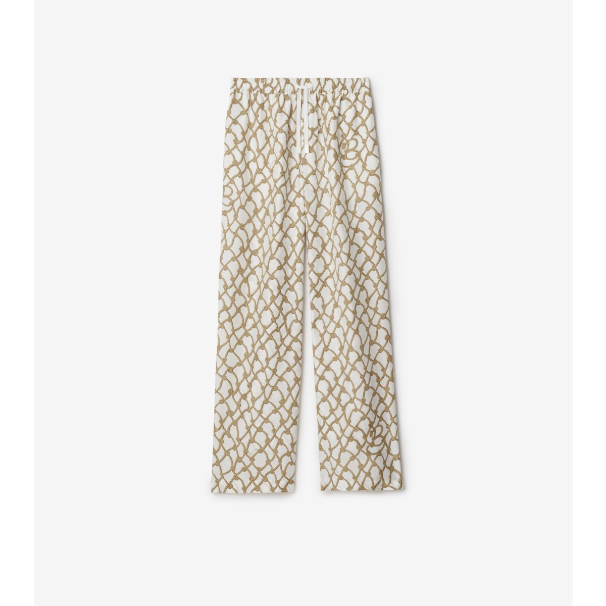 Burberry Silk Knot Print Trousers In Thatch
