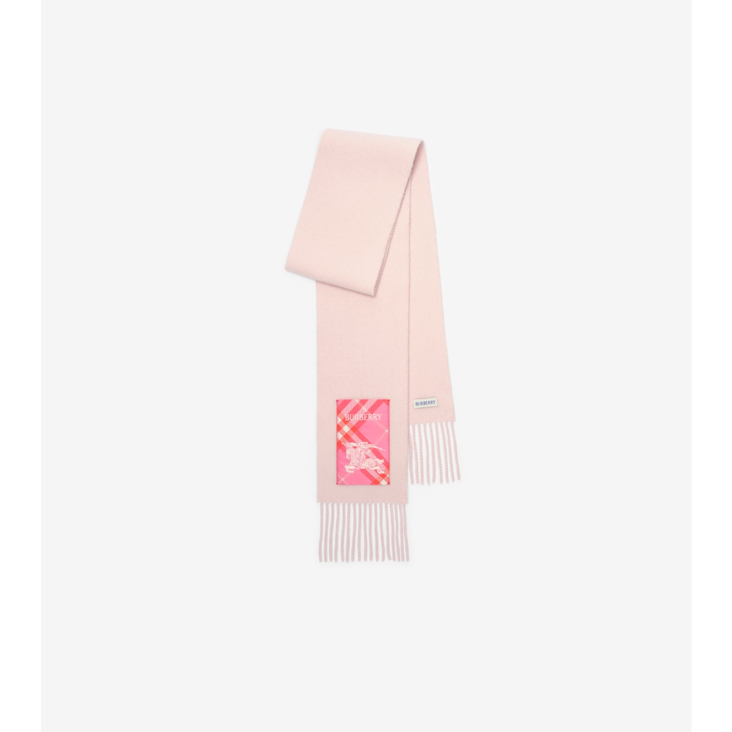 Narrow Check Label Cashmere Scarf