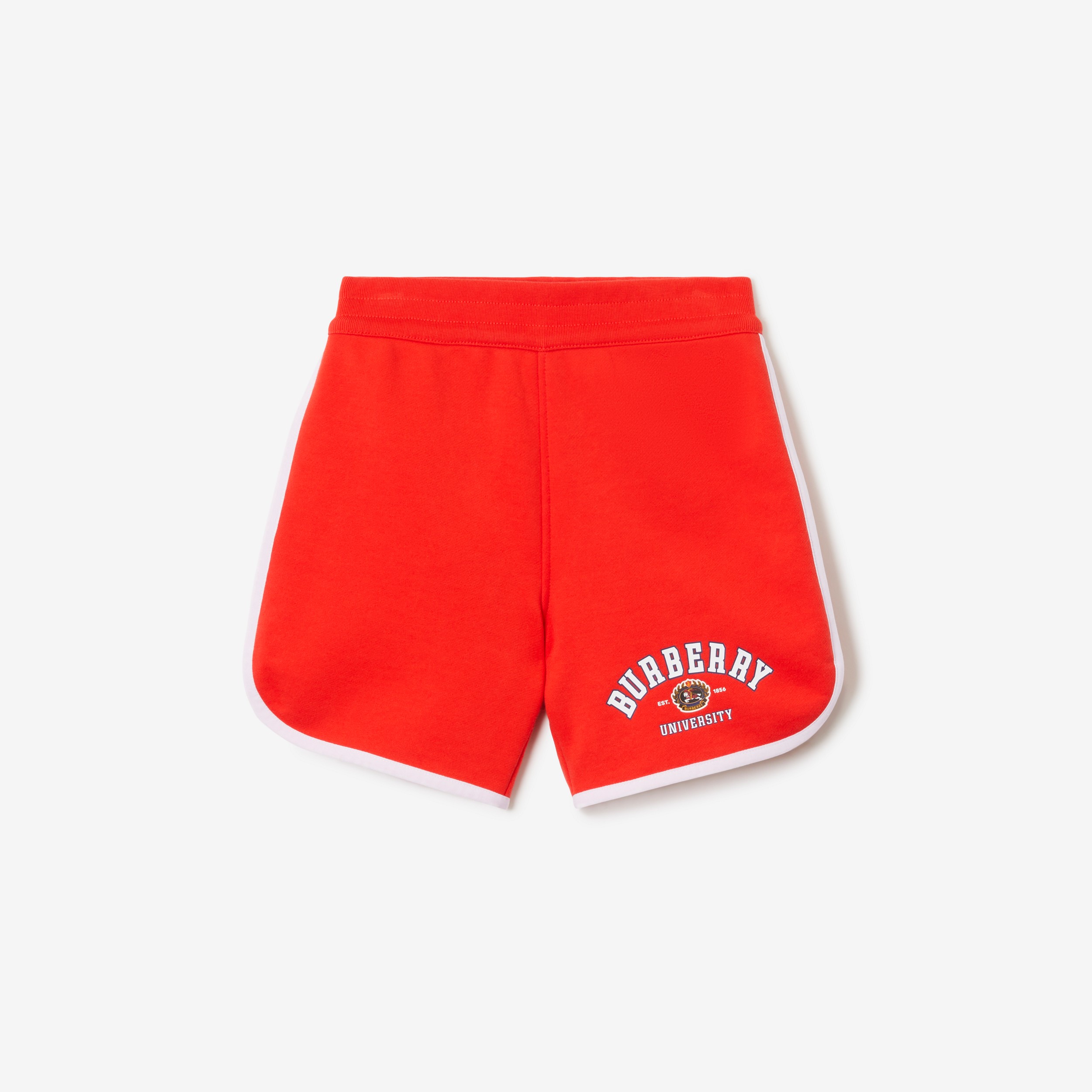 Pantalones cortos en algodón con motivo universitario (Rojo Penetrante) | Burberry® oficial - 1