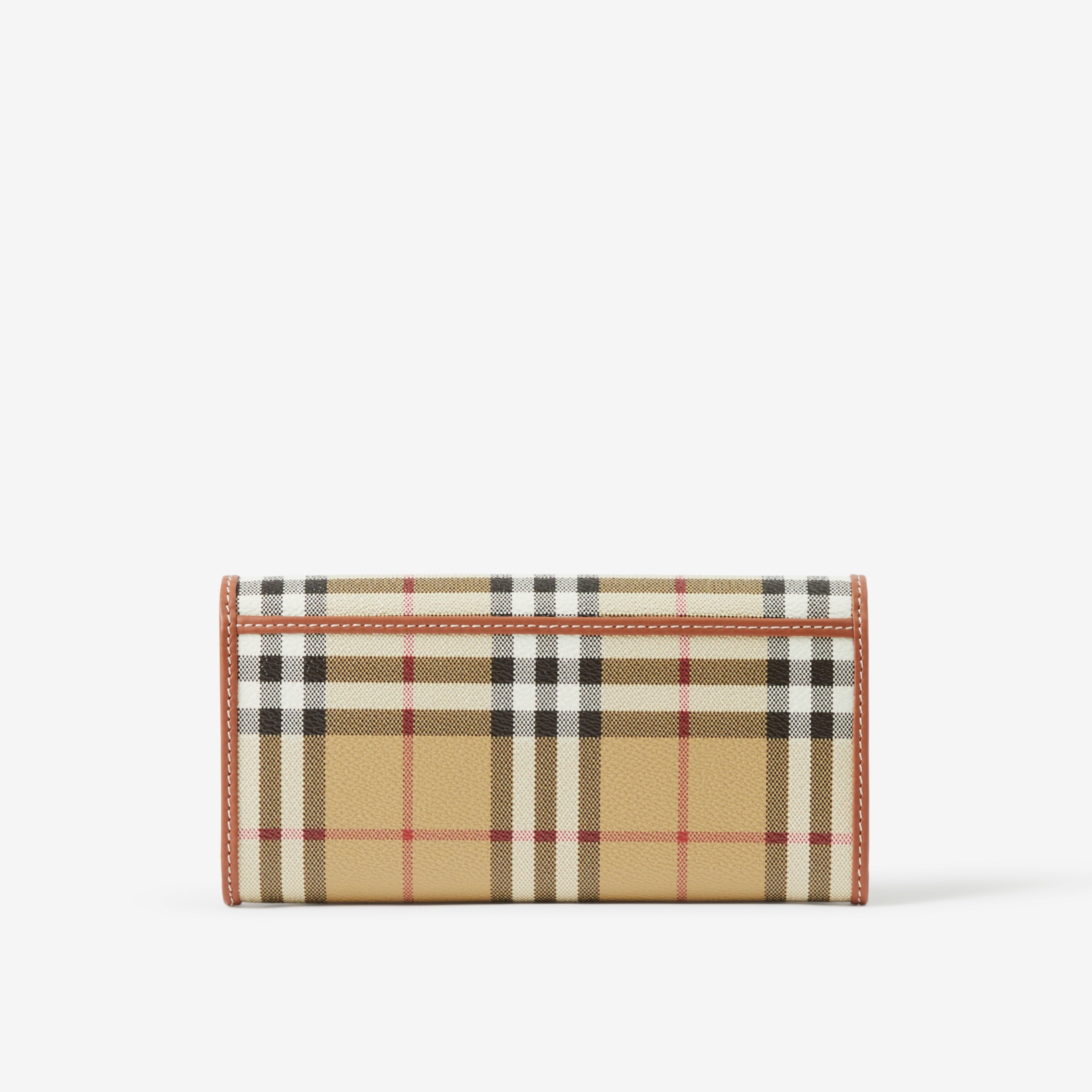 Check and Leather Continental Wallet in Archive Beige - Women | Burberry® Official - 3