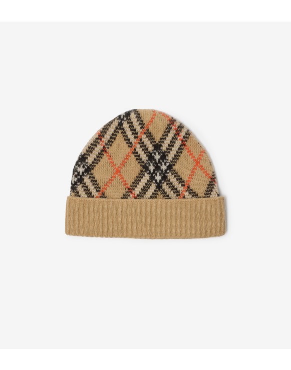 Check Cashmere Beanie