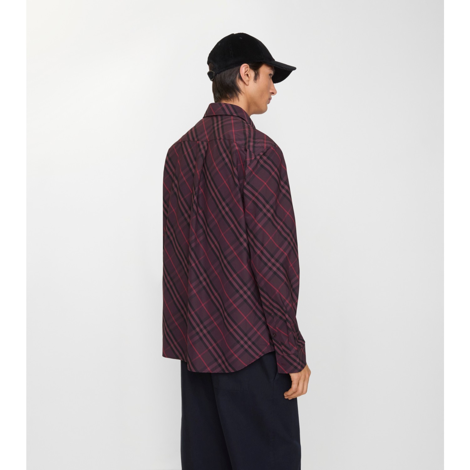 Relaxed Fit Check Cotton Shirt in Wine red - Men | Burberry® Official