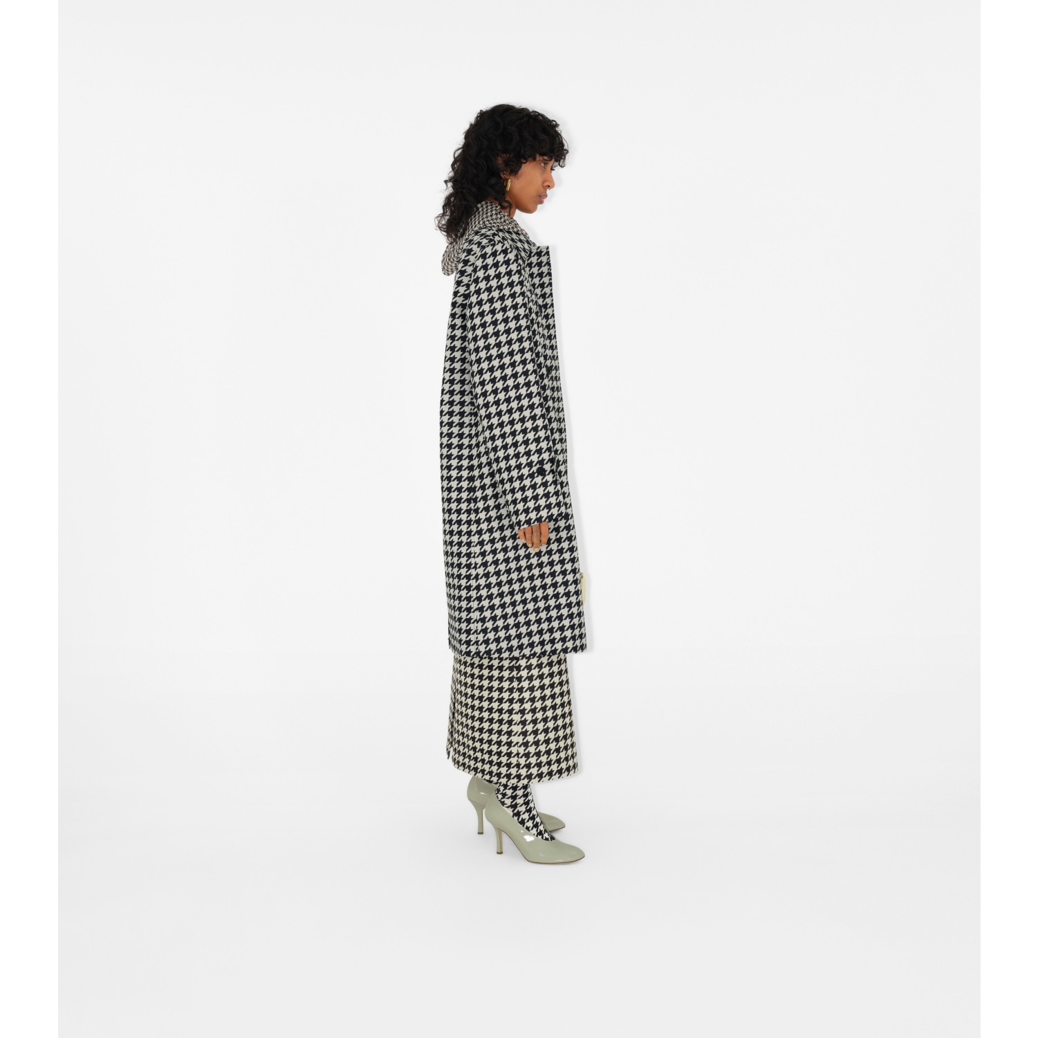 Long Houndstooth Car Coat