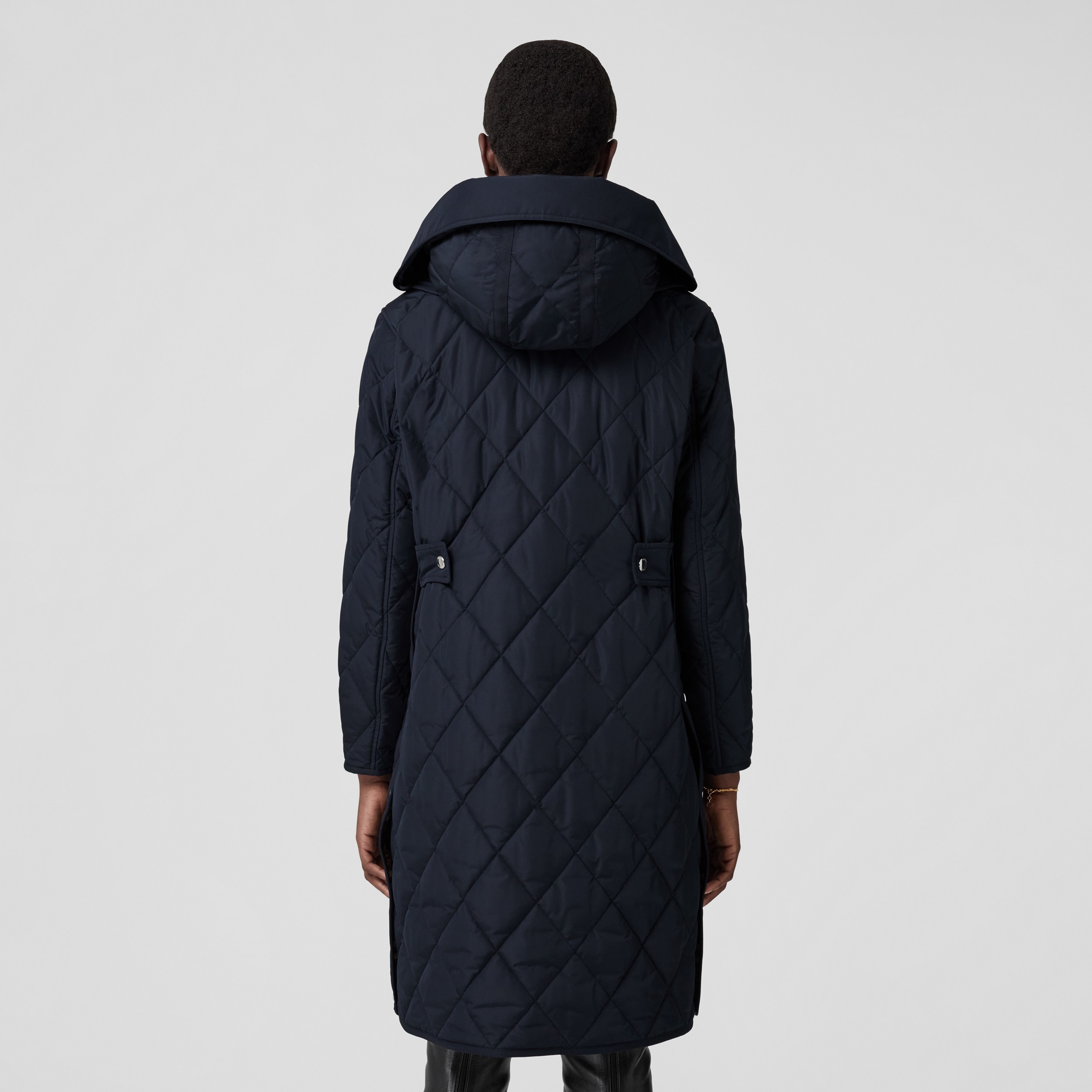 Detachable Hood Diamond Quilted Coat in Coal Blue - Women | Burberry® Official - 3