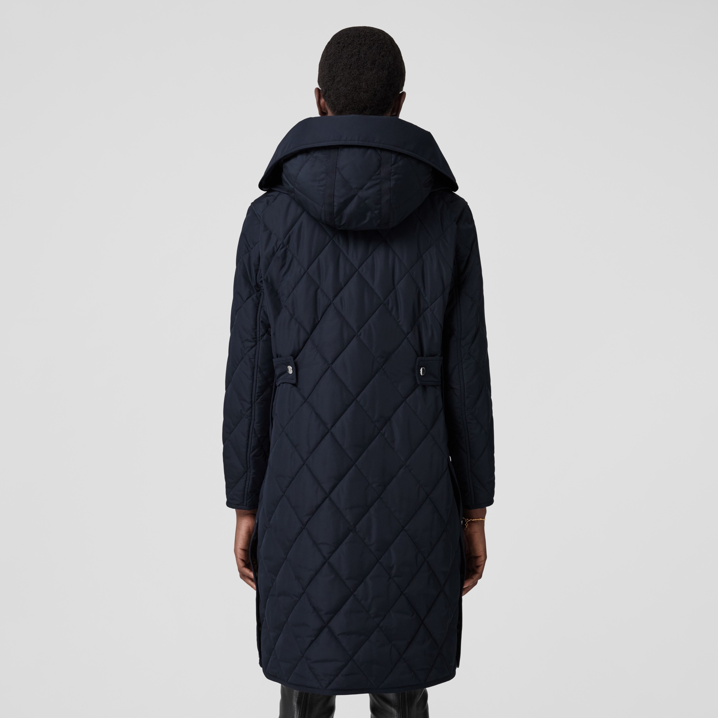 Detachable Hood Diamond Quilted Coat in Coal Blue - Women | Burberry®  Official