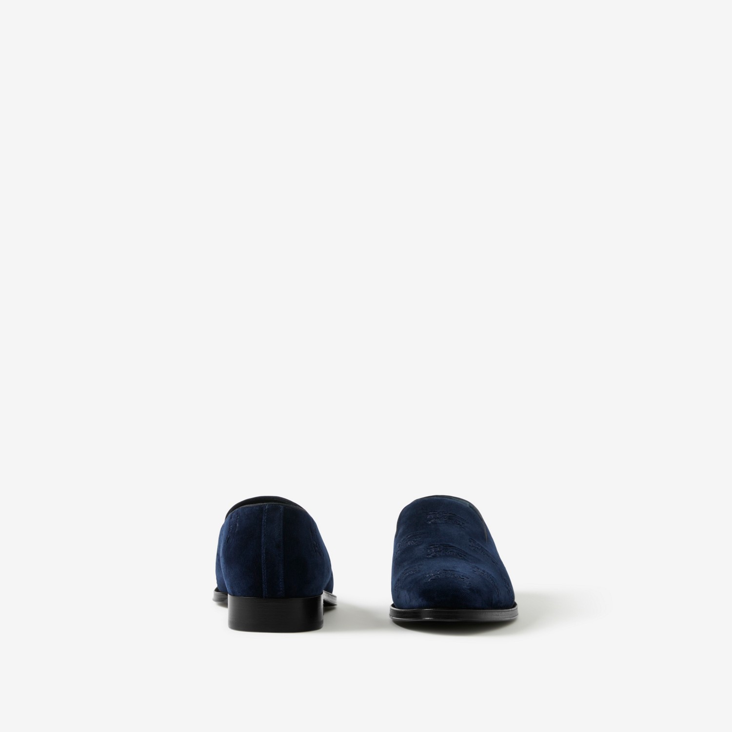 Loafers de veludo com estampa EKD bordada (Azul Marinho Crepúsculo) - Homens | Burberry® oficial