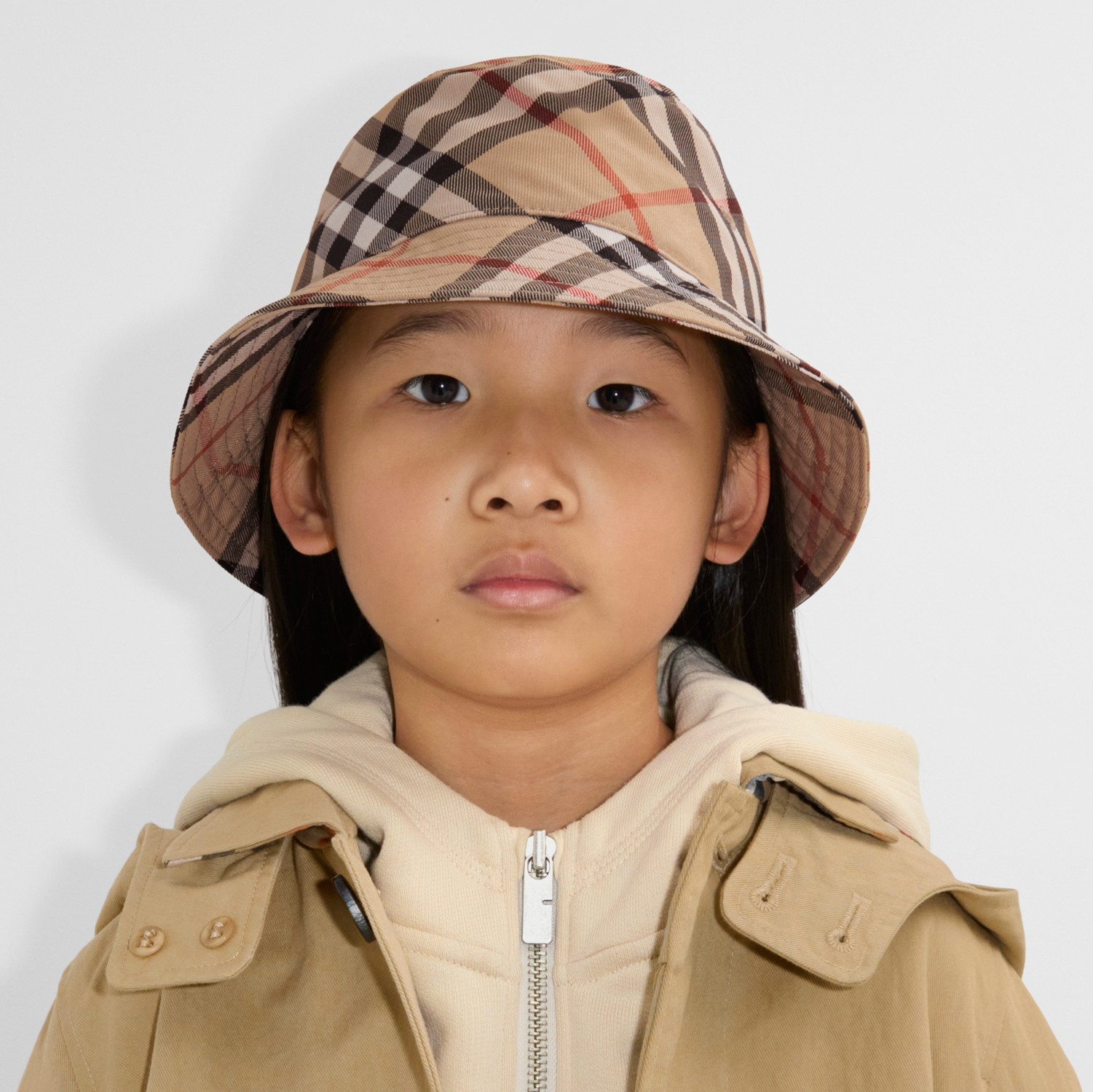 Check Bucket Hat in Sand - Children | Burberry® Official Check Bucket Hat in Sand - Children | Burberry® Official
