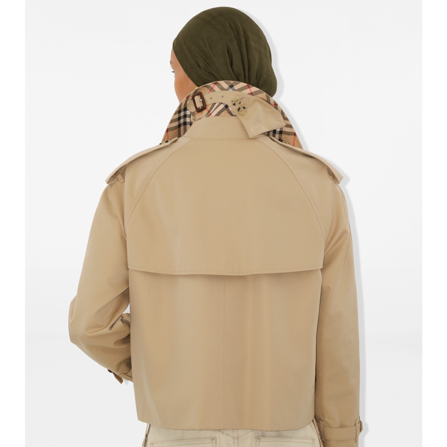 Cropped Gabardine Trench Jacket