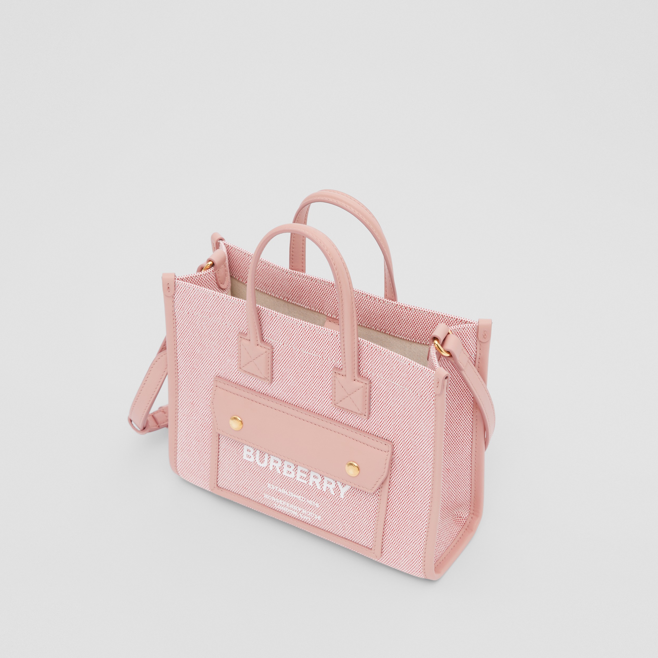 Two-tone Canvas and Leather Mini Freya Tote in Bright Red/dusky Pink - Women | Burberry® Official - 4