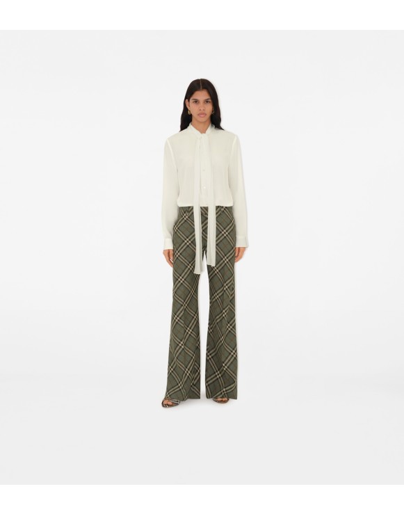 Check Wool Tailored Trousers