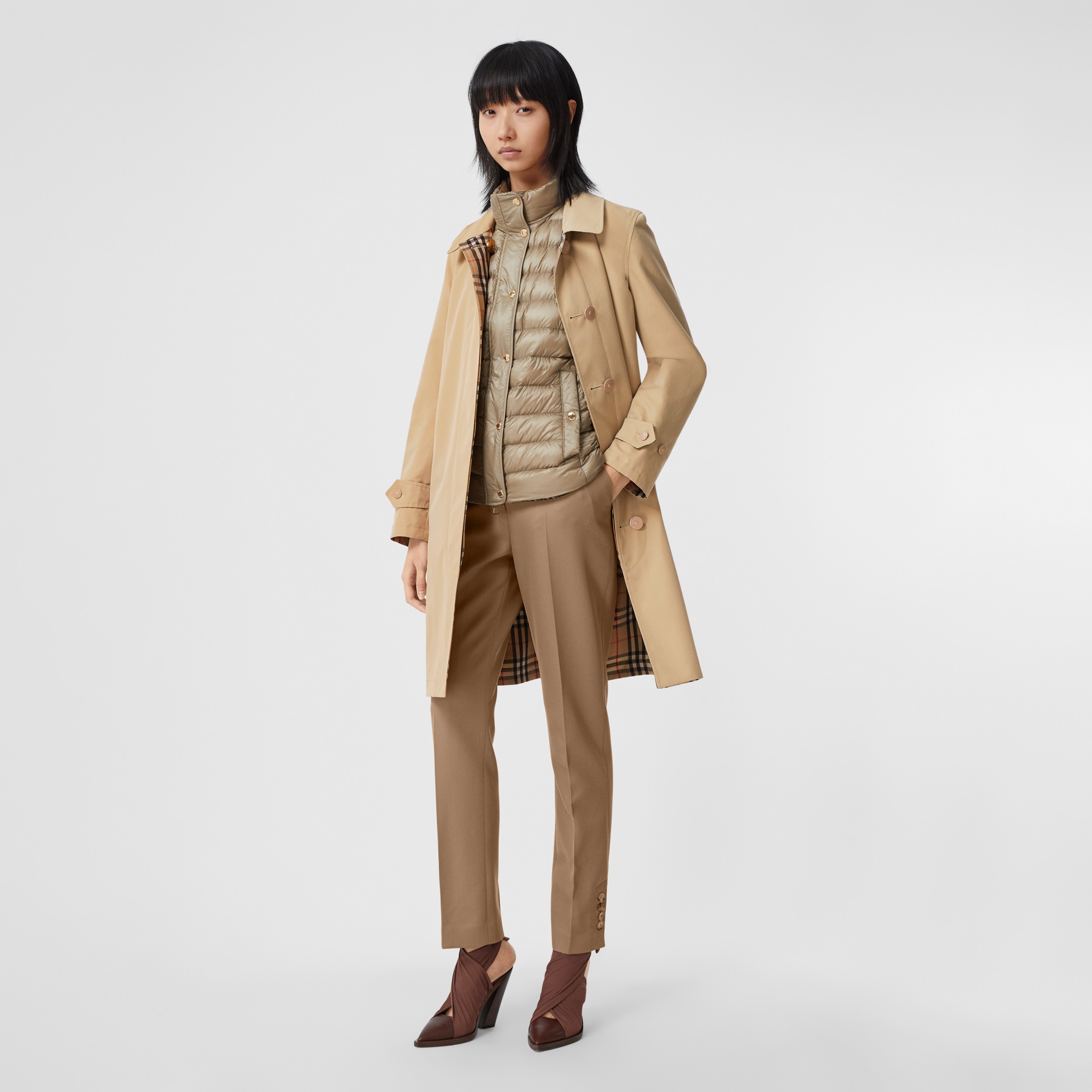 Reversible Cotton and Vintage Check Car Coat in Honey - Women | Burberry® Official - 2