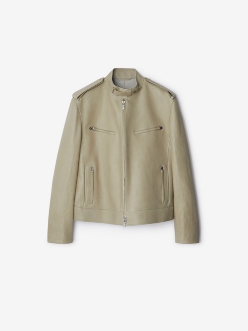 Burberry Leather Jacket In Green