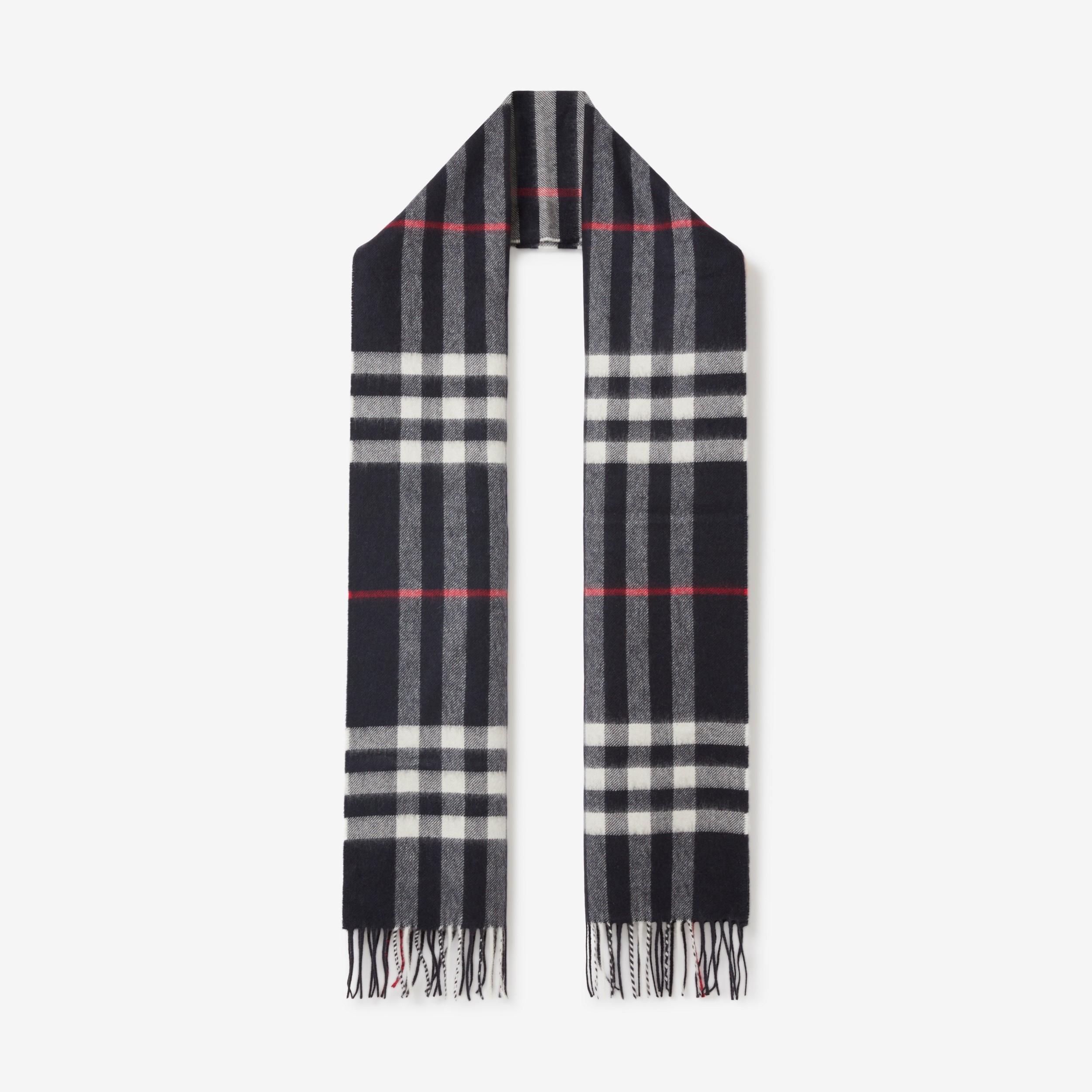 The Burberry Check Cashmere Scarf in Navy | Burberry® Official - 1