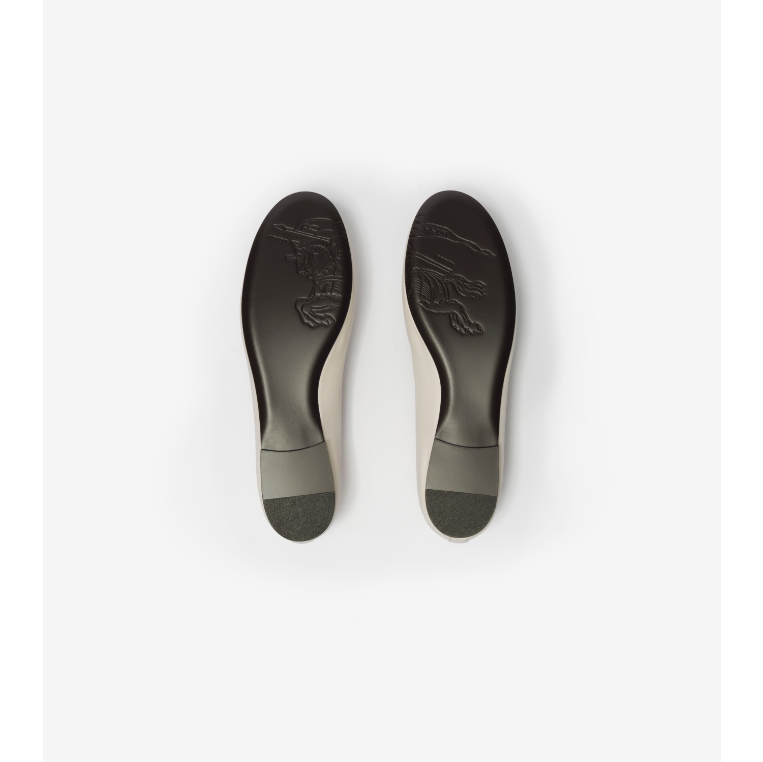 Check Trim Leather Robin Ballerinas in Sandy beige - Women | Burberry® Official