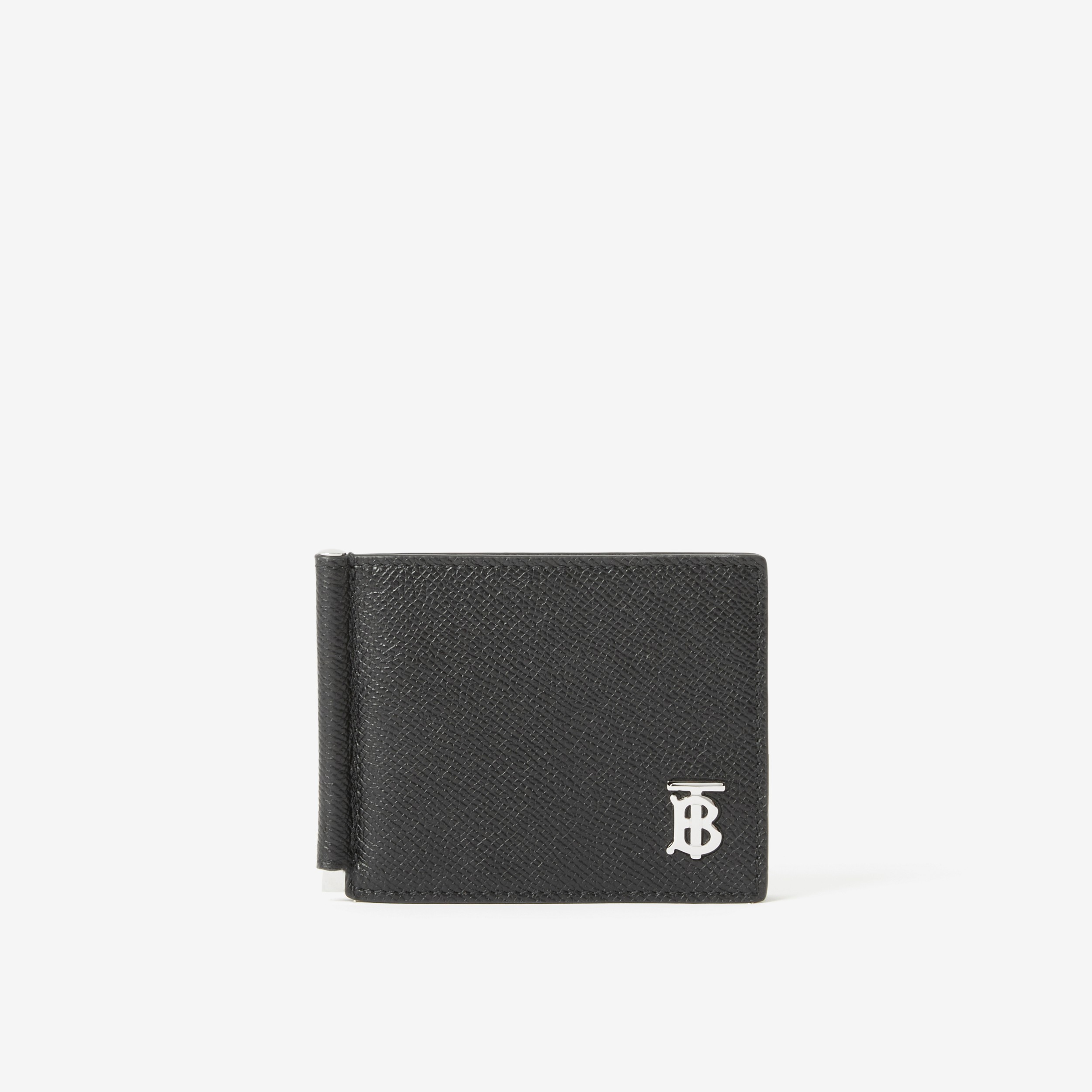 Grainy Leather TB Money Clip Wallet in Black - Men | Burberry® Official - 1