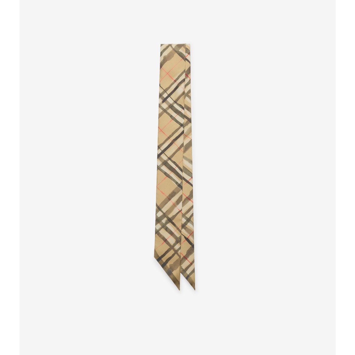 Burberry Skinny Watercolour Check Silk Scarf In Brown
