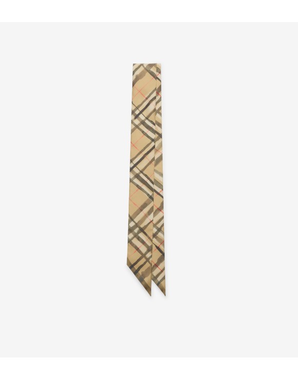 Skinny Watercolour Check Silk Scarf