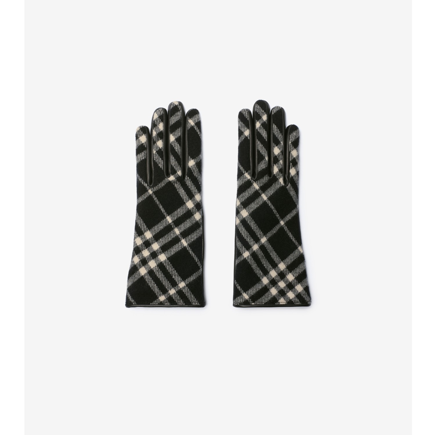 Check Wool Cashmere Gloves