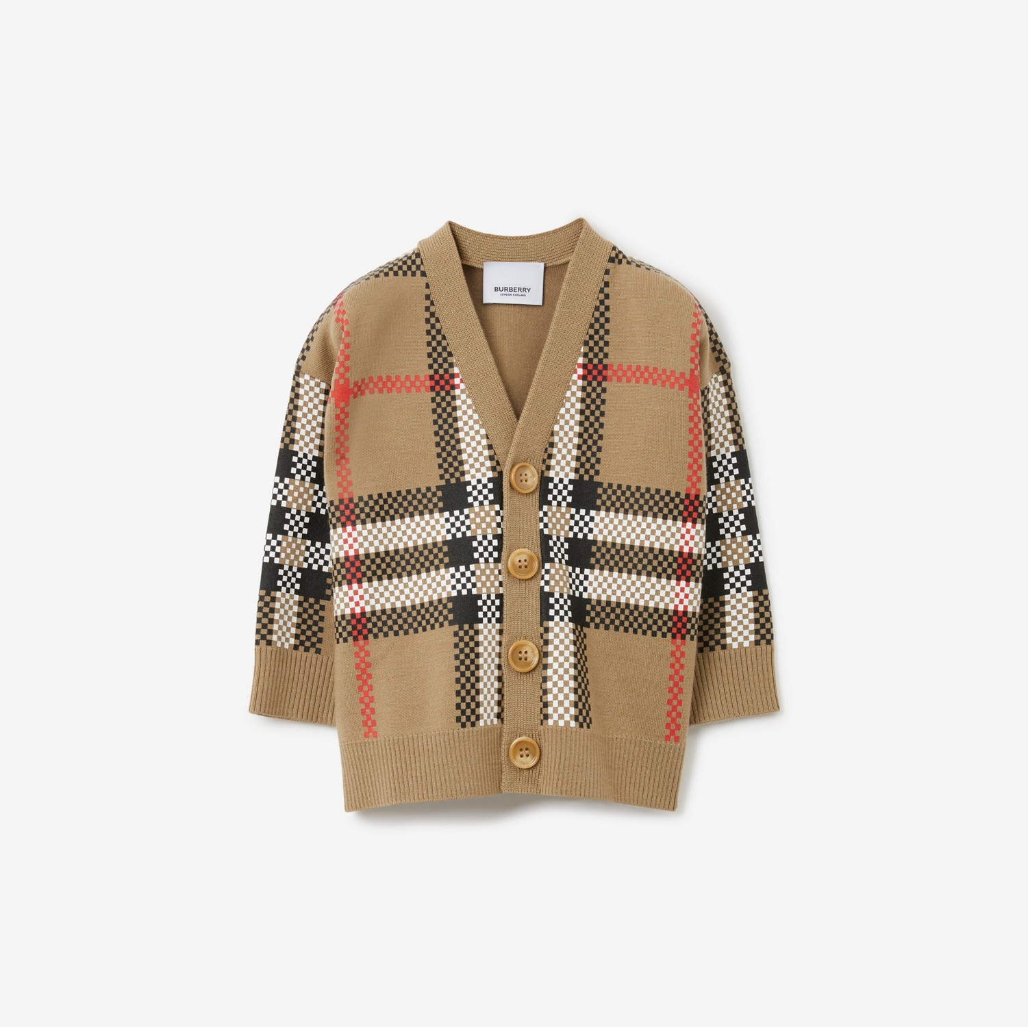 Check Wool Cardigan in Archive Beige - Children | Burberry® Official